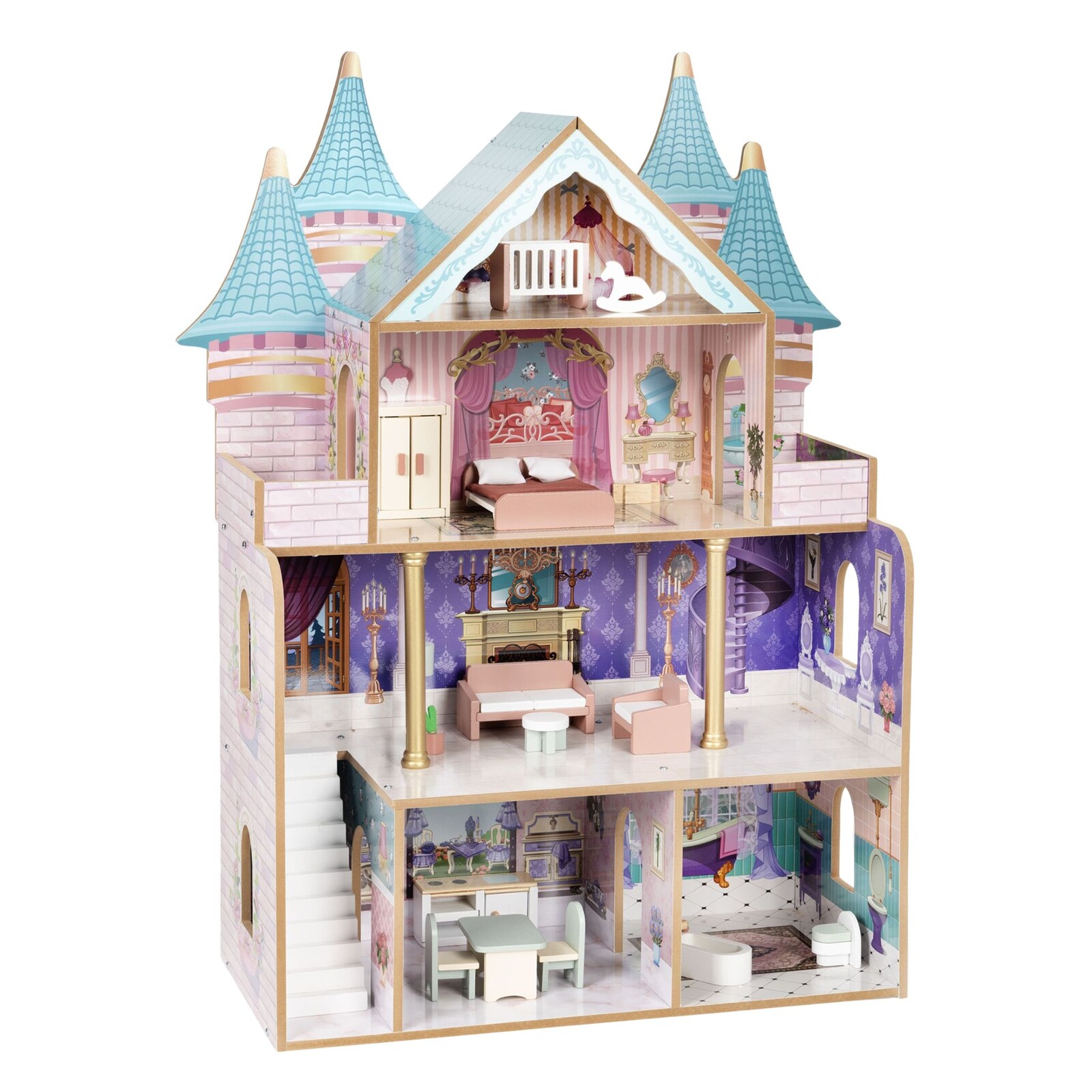 Dřevěný domeček pro panenky Bella 70 cm vícebarevný