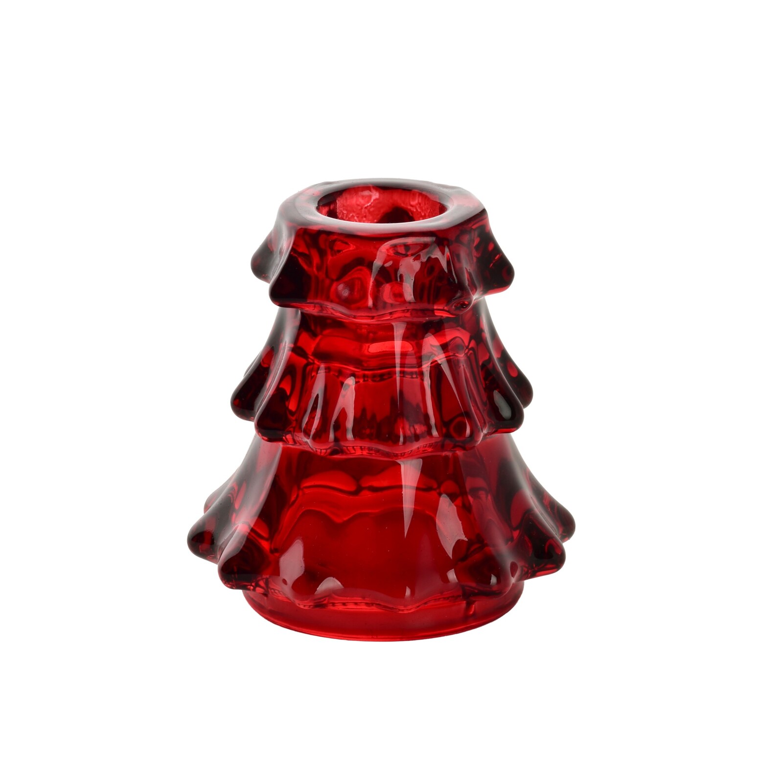 Sklenený svietnik SANTA LILA Little tree 7x7,5 cm červený