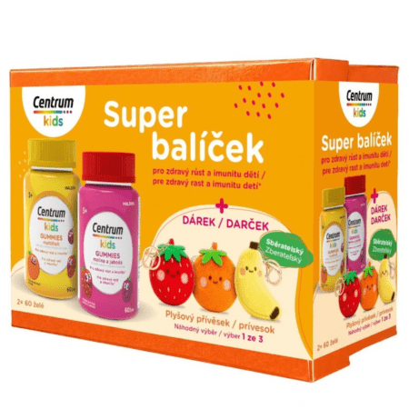 CENTRUM Kids gummies multifruit + malina a jahoda darčekové balenie 1 x 1 set
