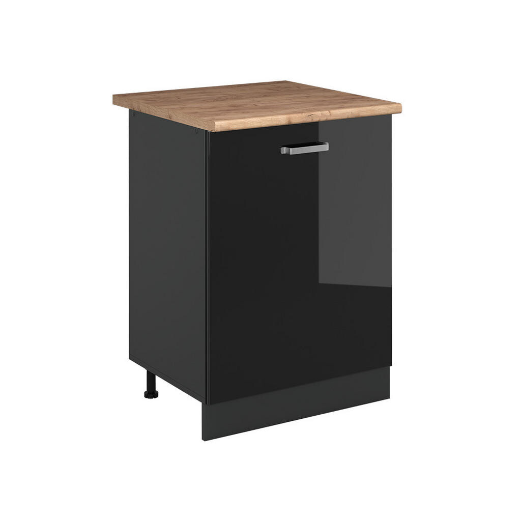 Vicco KUCHYNSKÁ SPODNÁ SKRINKA R-Line, Čierny vysoký lesk/antracitová, 60 cm s 1 dverami Goldkraft tammi työtaso