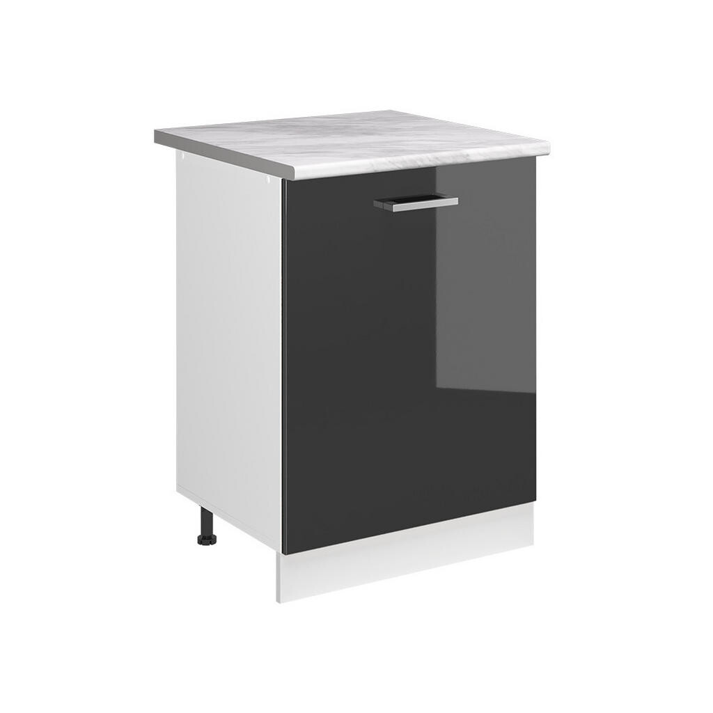 Vicco KUCHYNSKÁ SPODNÁ SKRINKA R-Line, Antracit vysoký lesk/biely, 60 cm s 1 dverami Marmori työtaso