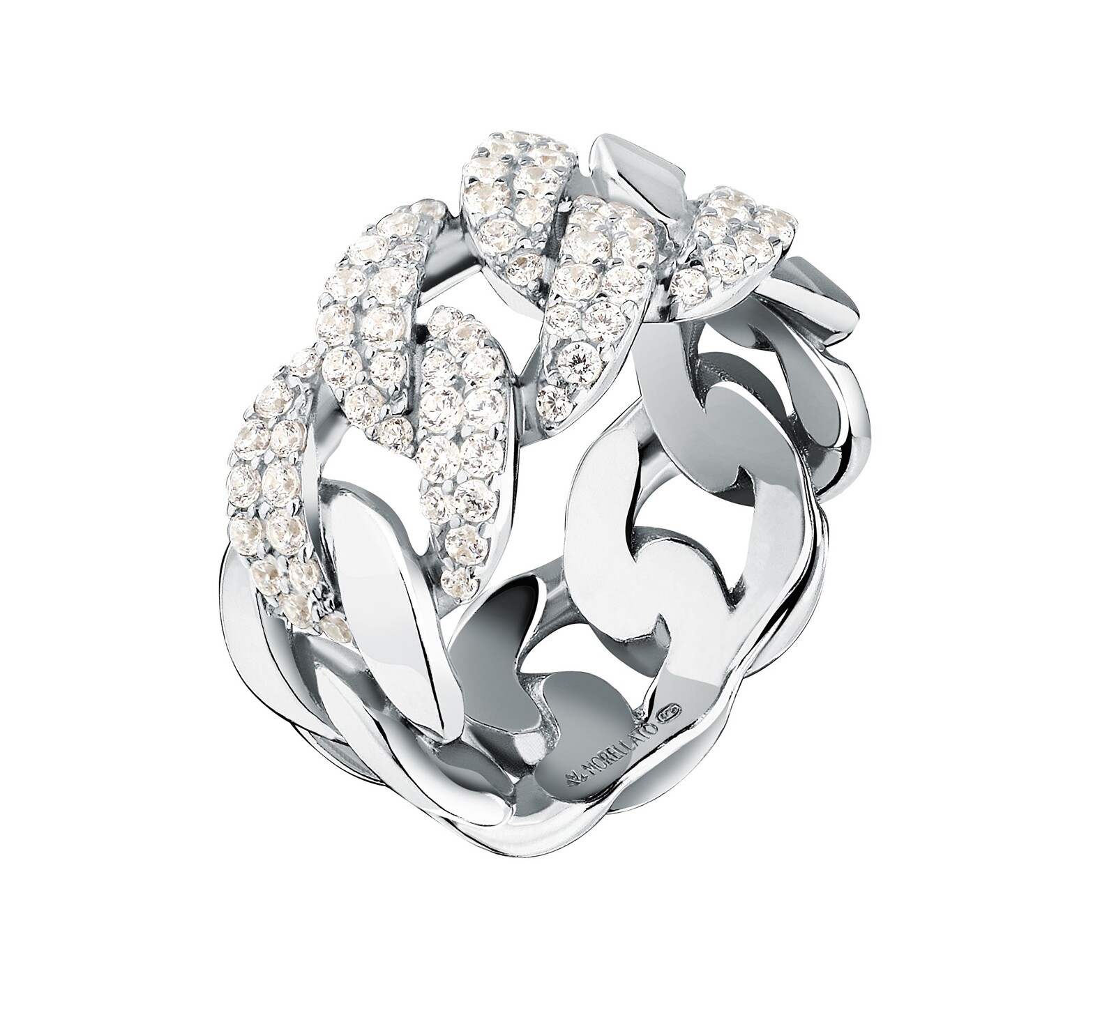 Morellato Strieborný prsteň Cuban Chain so zirkónmi Trame SAAG070 56 mm