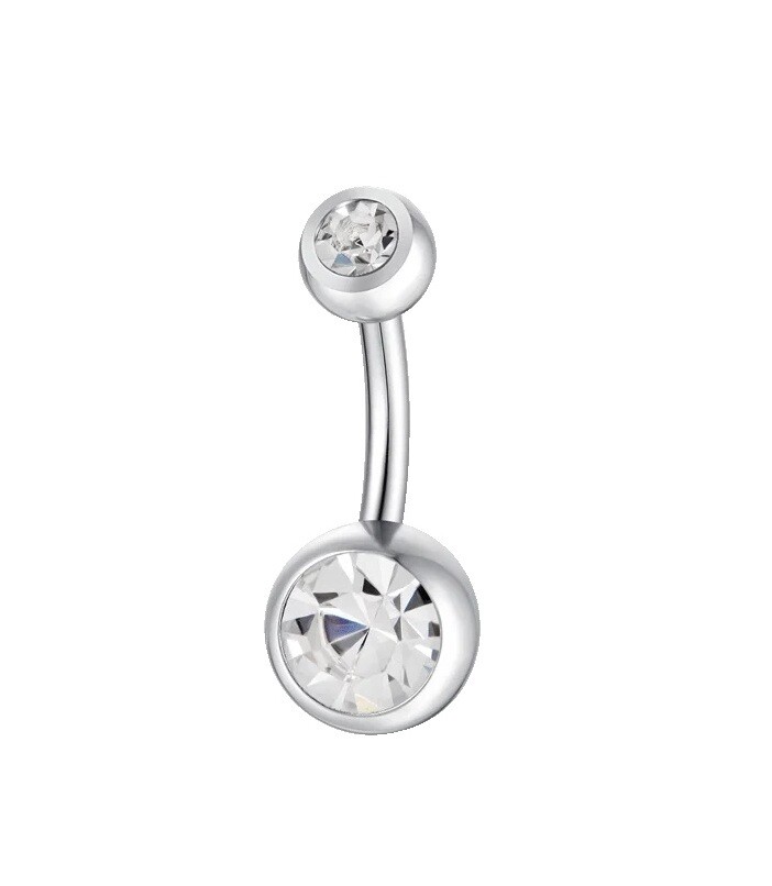 Luca Barra Oceľový piercing do pupku s čírymi zirkónmi PR143