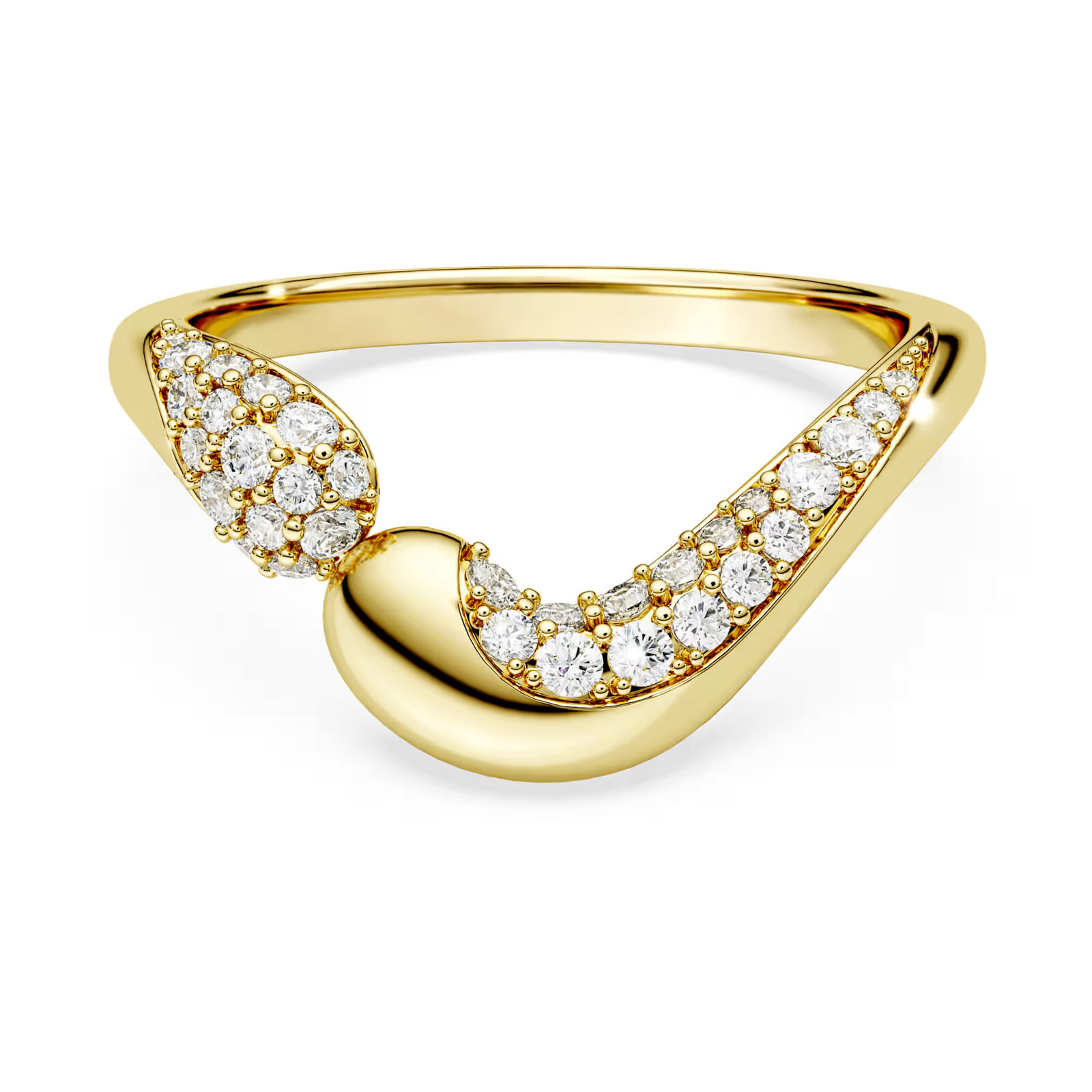 Swarovski Otvorený pozlátený prsteň so zirkónmi Classica 5746355 50 mm
