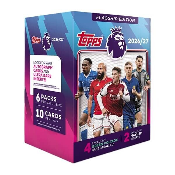 Topps 2026–2027 Topps Flagship Premier League Blaster Box – futbalové karty