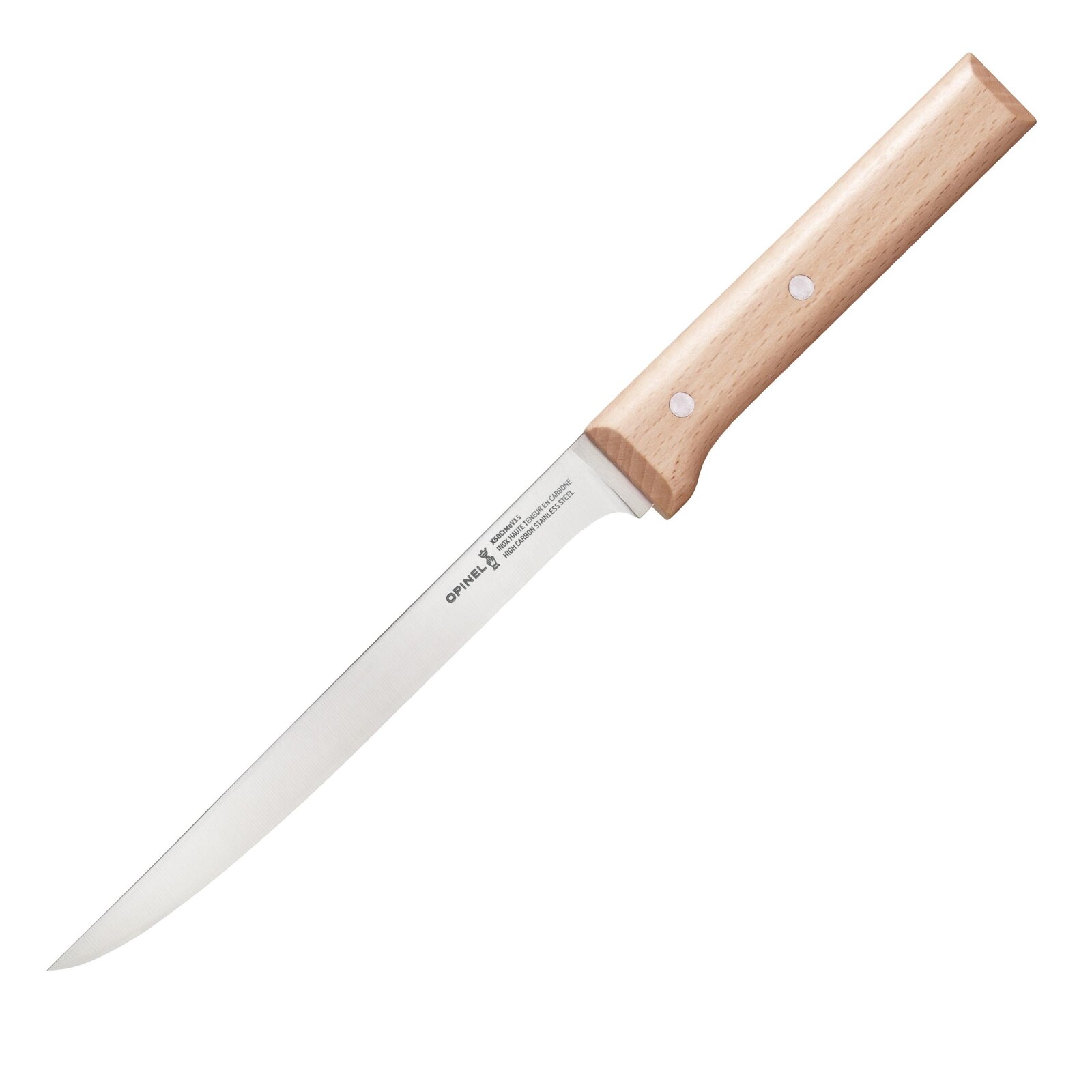 Nôž na filetovanie N°121 PARALLÈLE 18 cm, prírodný, bukové drevo, Opinel