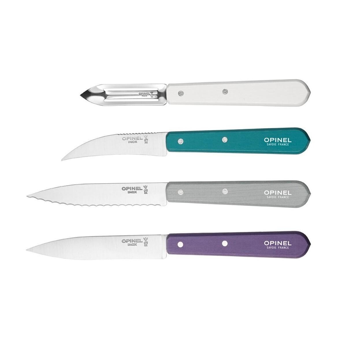 Sada nožov ESSENTIELS ART DÉCO, sada 4 ks, viacfarebná, hrabové drevo, Opinel