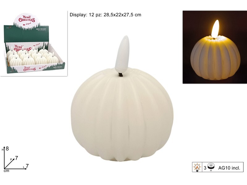 MAKRO - Sviečka guľa biela LED