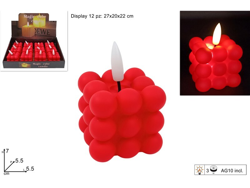 MAKRO - Sviečka kocka červená LED