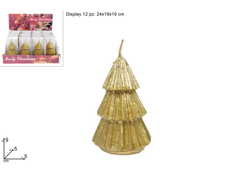 MAKRO - Sviečka stromček zlatá 9cm