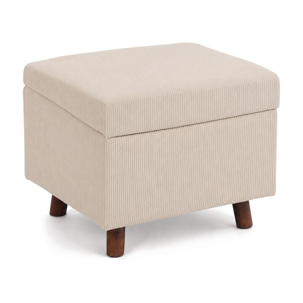 Relaxdays TABURET Béžový menčester s úložným priestorom 40 cm