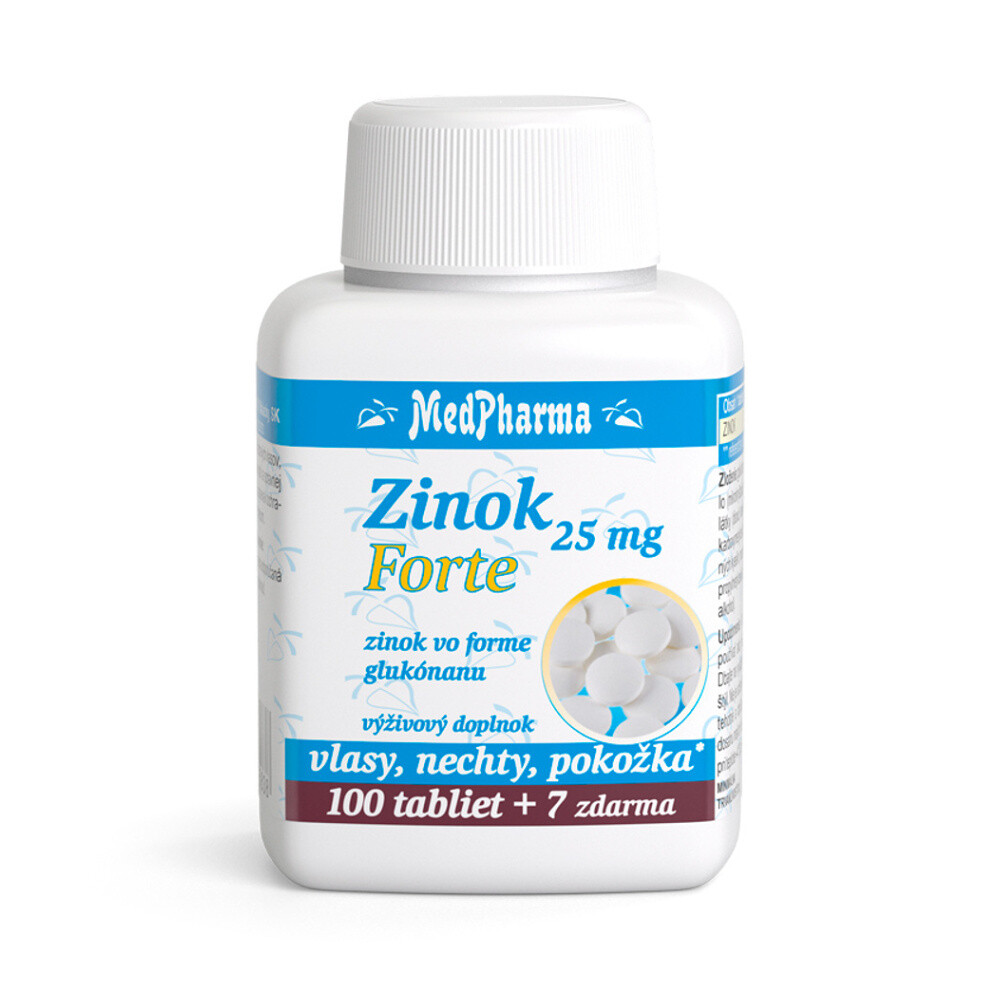 MEDPHARMA Zinok Forte 25 mg 107 tabliet, poškodený obal