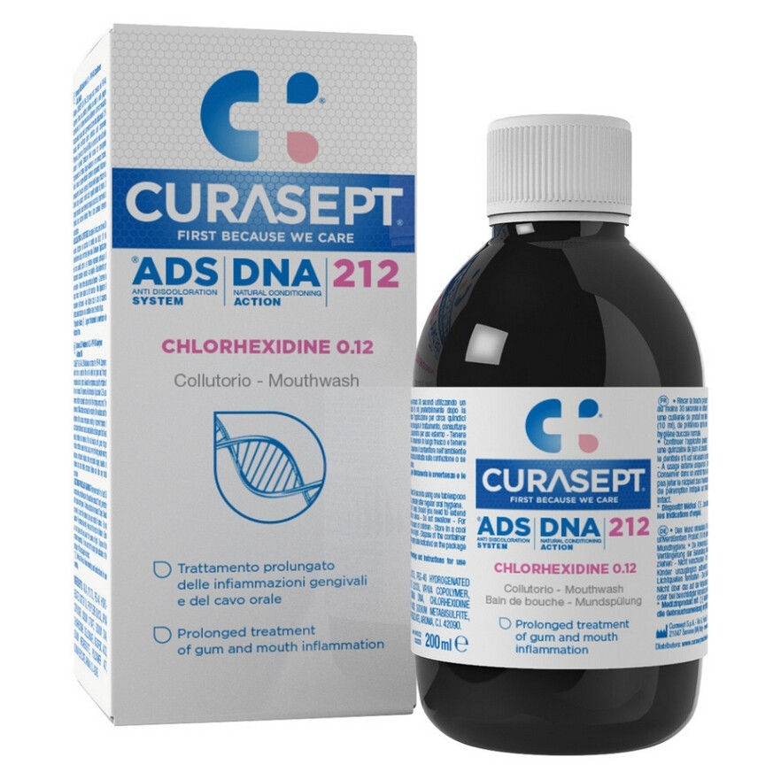 CURASEPT Ads dna 212 ústna voda 0.12% CHX 200 ml, poškodený obal