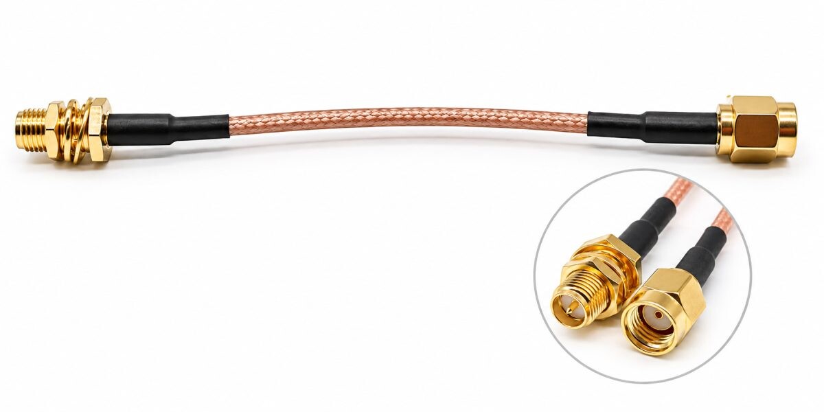Koaxiálny predlžovací kábel SMA samec – samica, RG316, 20 cm