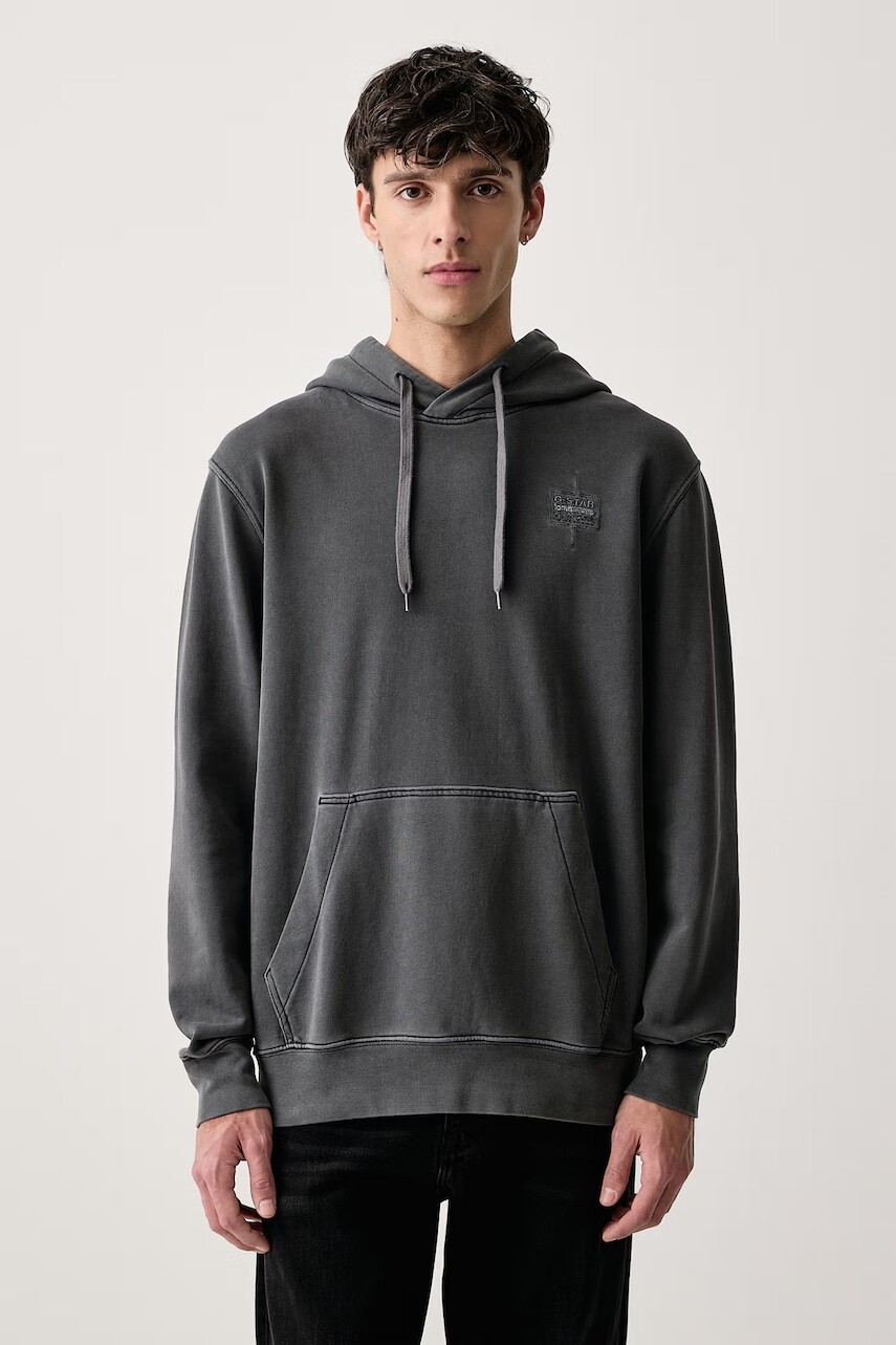 G-Star mikina pánska bavlnená Logo overdyed hooded