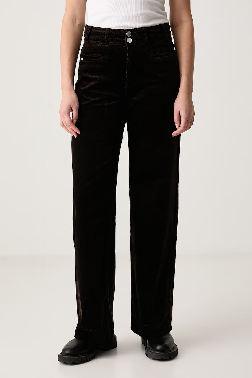DKNY nohavice wide leg dámske menčestrové