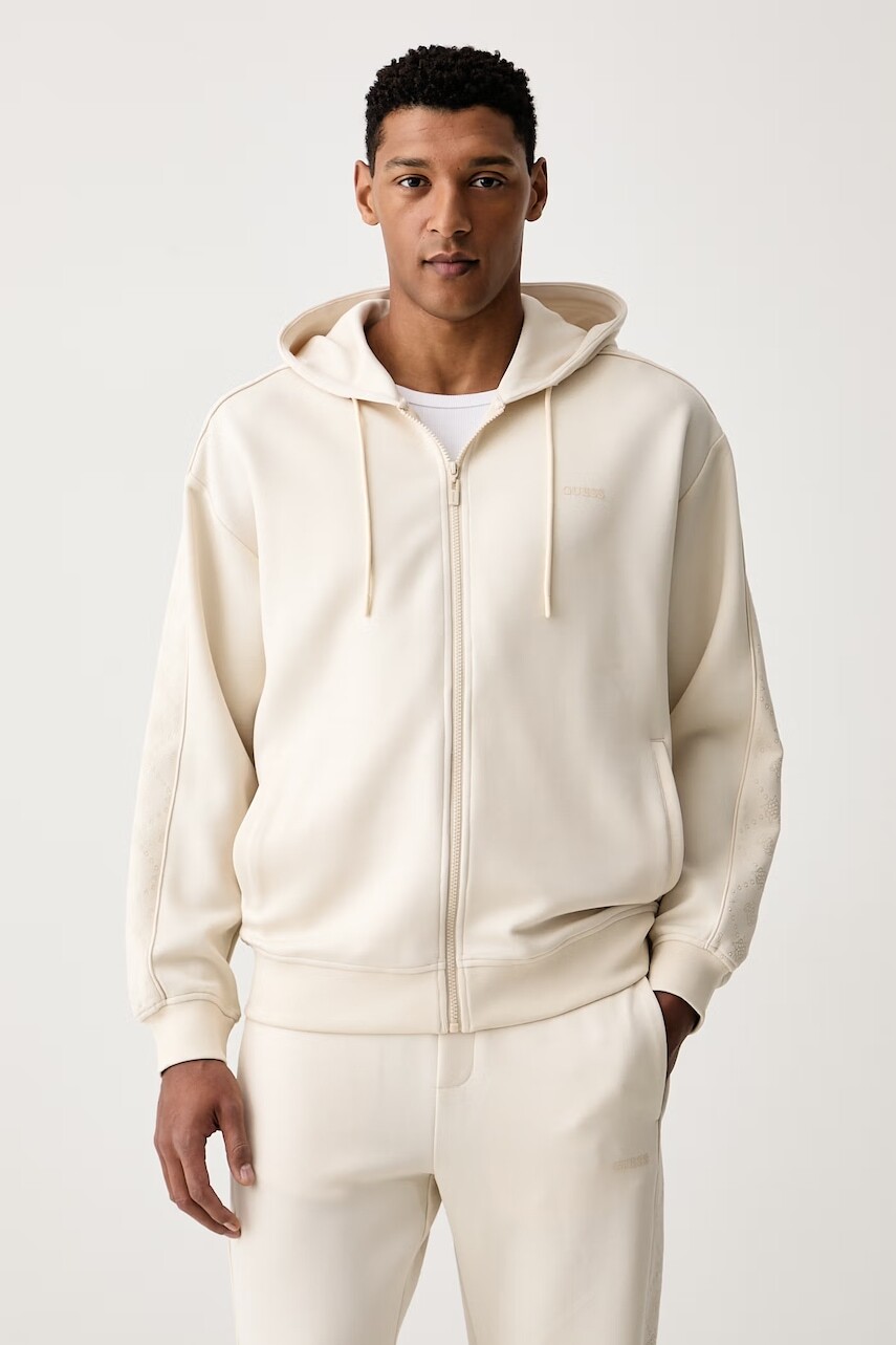 Guess mikina na zips s kapucňou pánska s lyocellom KENNETH