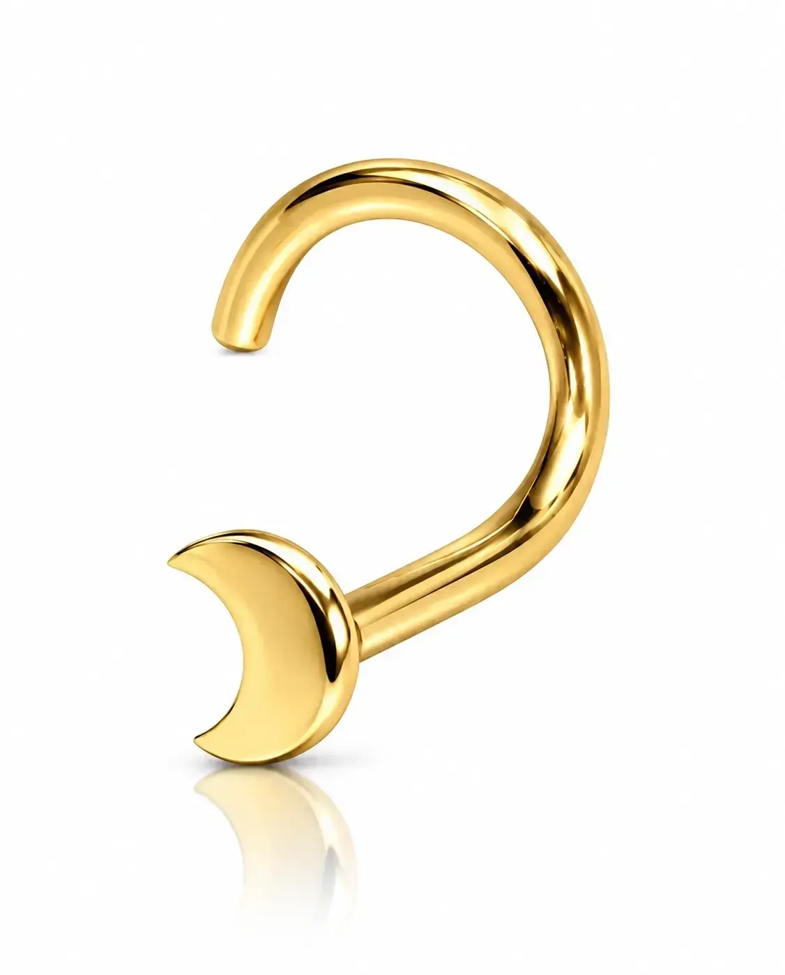 Zahnutý piercing do nosa zo žltého 14K zlata mesiac