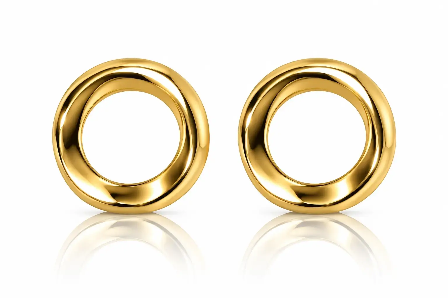 Náušnice zo žltého 9K zlata otvorený minimalistický krúžok