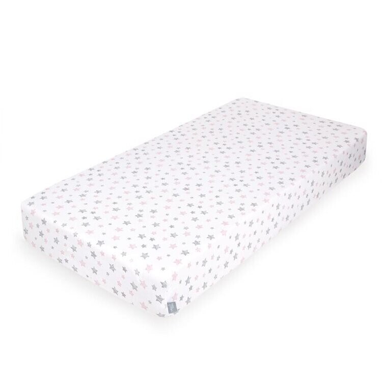 CEBA BABY Plachta Žerzej napínacia s gumou 120 x 60 Pink Stars