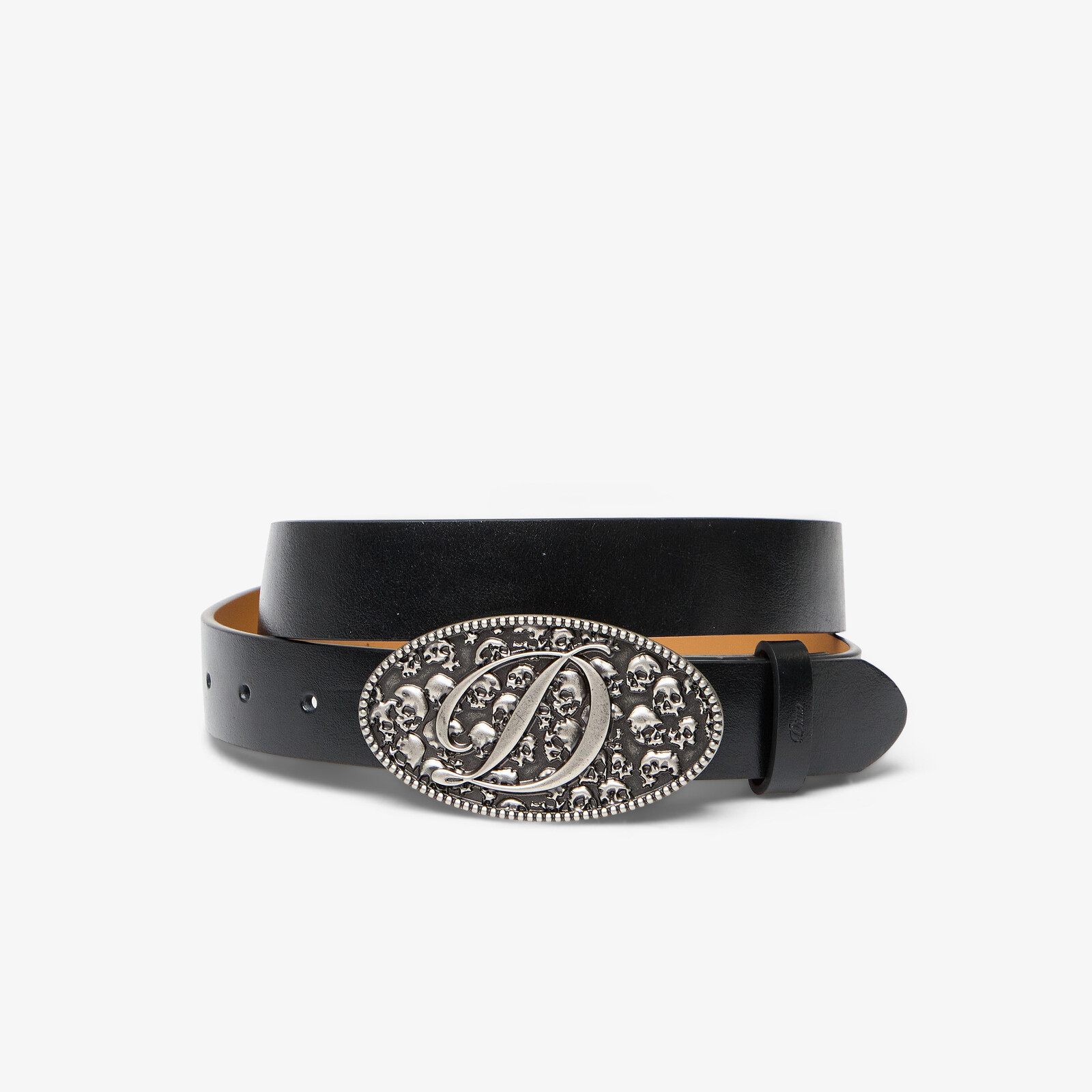 Opasok Dime Skull Leather Belt Black S/M
