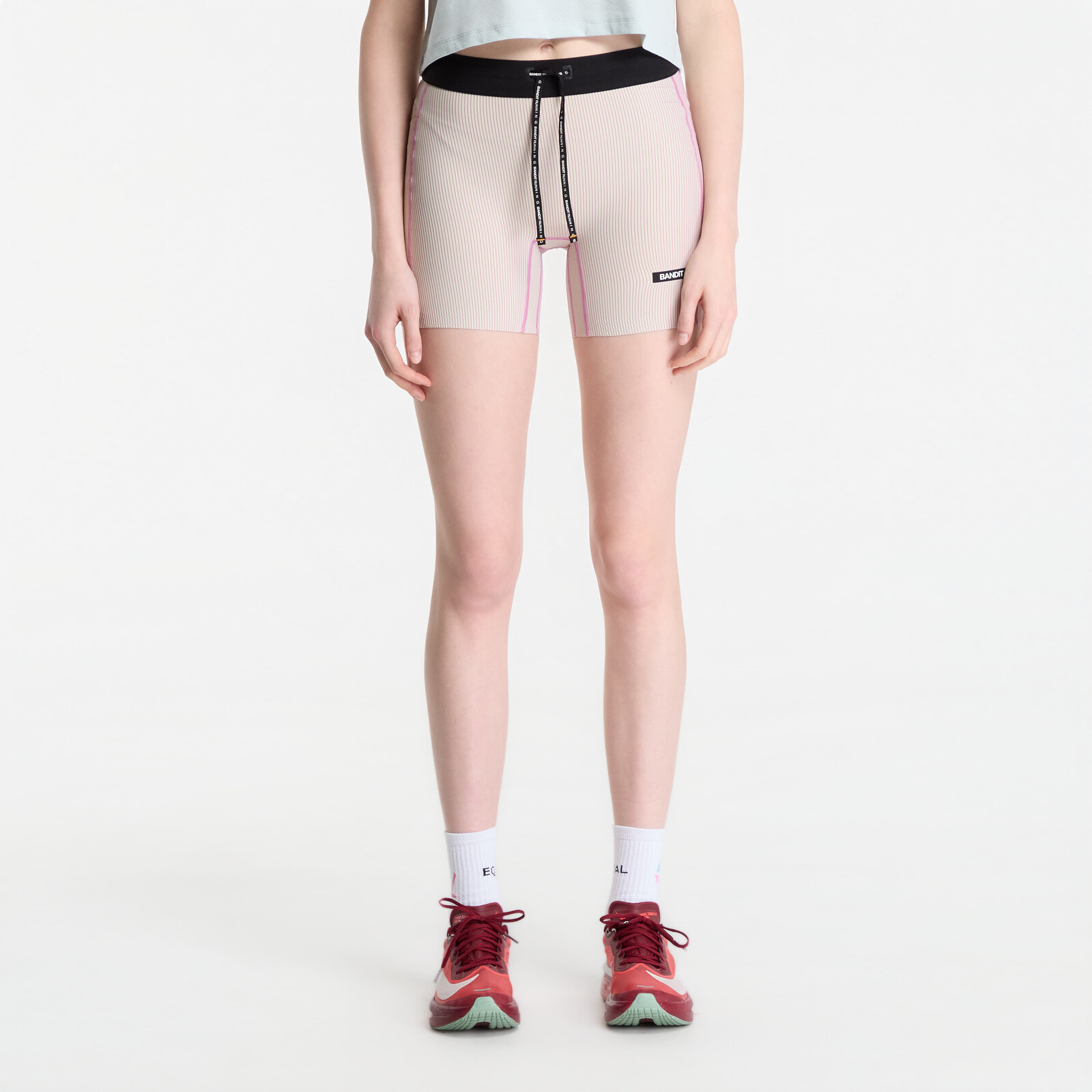 Šortky BANDIT Women's Striped Cadence™ 5 Compression Shorts Plaster/ Orchid L