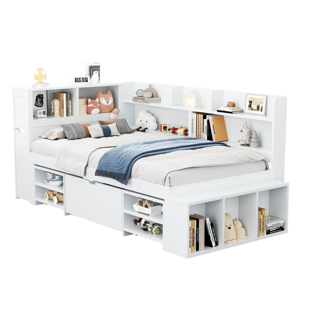 OKMYHOME DETSKÁ posteľ 90/200 cm s úložným priestorom a roštom, biela