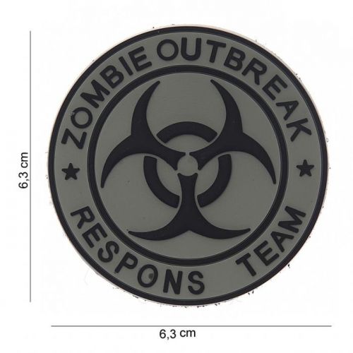 Gumová nášivka 101 Inc nápis Zombie Outbreak Team - šedá