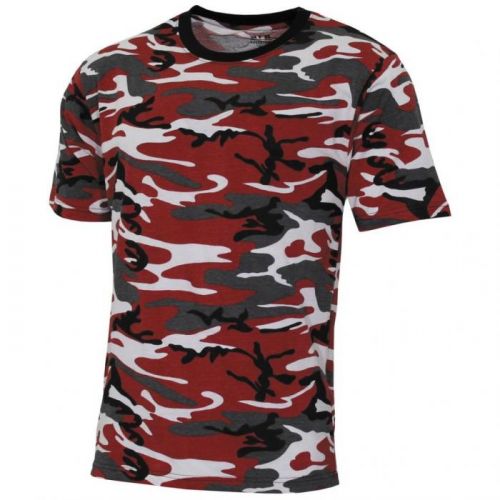 Triko s krátkym rukávom MFH Street - red-camo, M