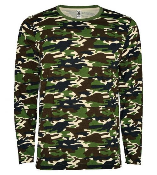 Pánske tričko s dlhým rukávom Roly Molano - woodland, XL