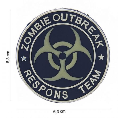 Gumová nášivka 101 Inc nápis Zombie Outbreak Team - biela