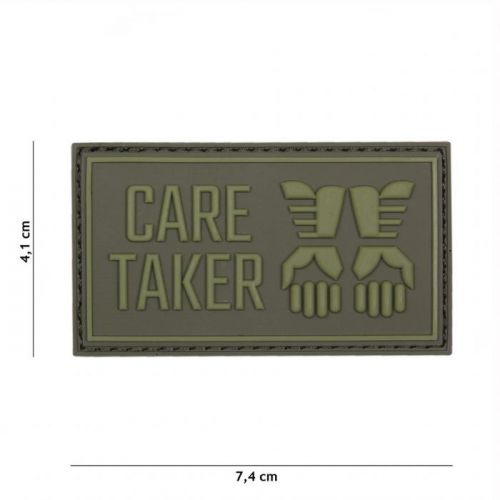Gumová nášivka 101 Inc nápis Care Taker - olivová