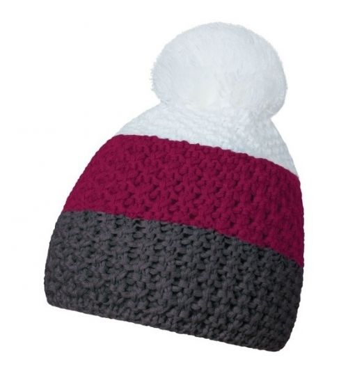 Čiapka zimná CoFEE Cable Knit - šedá-fialová-biela