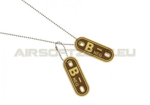 Identifikačný známka Dog tag Bloodgroup B NEG - desert