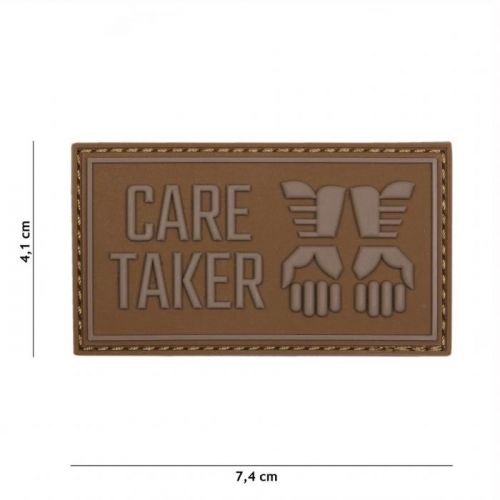 Gumová nášivka 101 Inc nápis Care Taker - coyote