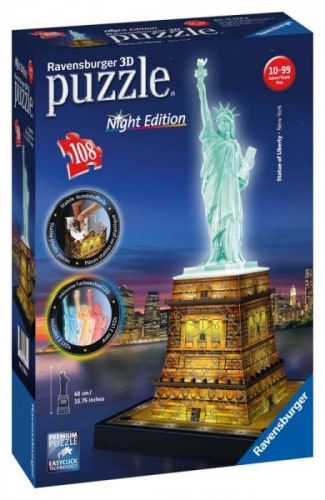 Ravensburger 3D puzzle Socha Slobody 3D (Nočné edícia) 108 dielikov