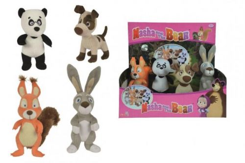 Simba Máša a medveď Zvierací priatelia plyšové 20 cm, 4 druhy