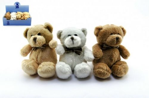 Medveď s mašľou plyš 12cm, viac farieb