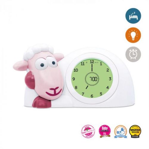 Zazu Ovečka SAM ružová tréningový budík s nočným svetlom