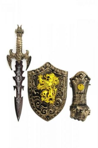 Teddies Meč so štítom a doplnky rytier 3ks plast