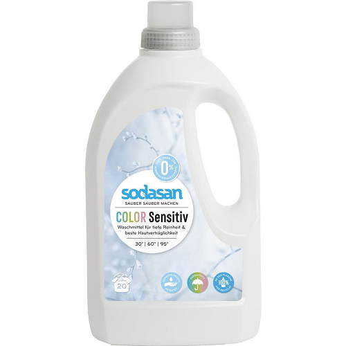 SODASAN COLOR SENSITIV TEKUTÝ PRACÍ PROSTRIEDOK NA FAREBNE PRÁDLO BEZ ESENCIÁLNYCH OLEJOV 1.5L 1,5 l
