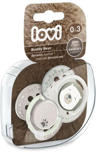 LOVI Cumlík silikónový symetrický dynamický Buddy Bear (0-2M) 2 ks