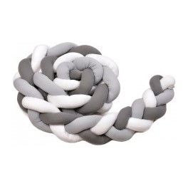 T-TOMI Pletený mantinel 180 cm, white + grey + anthracite