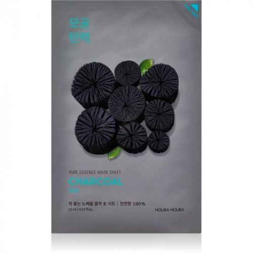 Holika Holika Pure Essence Charcoal čistiaca plátienková maska s aktívnym uhlím 23 ml
