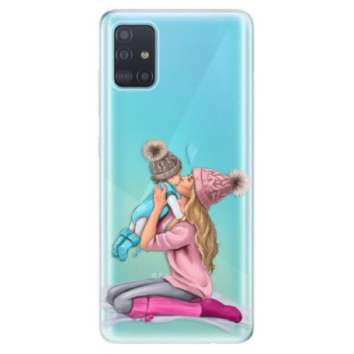 Odolné silikónové puzdro iSaprio - Kissing Mom - Blond and Boy - Samsung Galaxy A51