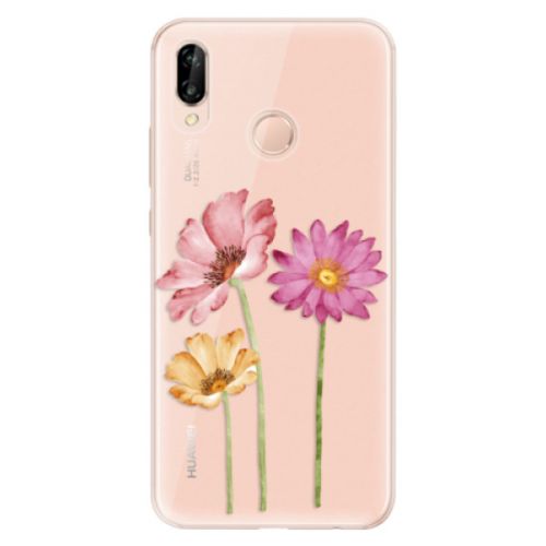 Odolné silikónové puzdro iSaprio - Three Flowers - Huawei P20 Lite