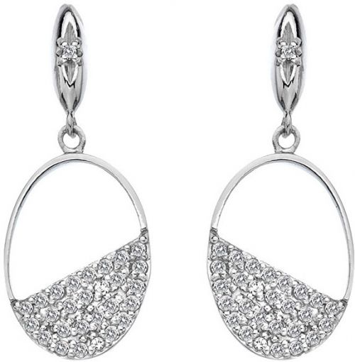 Hot Diamonds Strieborné oválne náušnice s diamantmi Horizon Topaz DE622