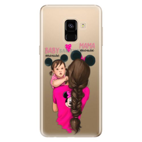 Odolné silikónové puzdro iSaprio - Mama Mouse Brunette and Girl - Samsung Galaxy A8 2018