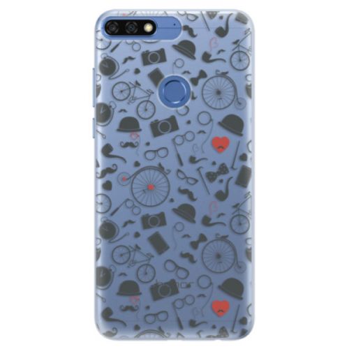 Silikónové puzdro iSaprio - Vintage Pattern 01 - black - Huawei Honor 7C