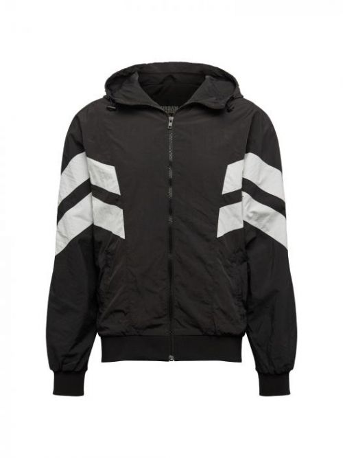 Urban Classics Prechodná bunda 'Crinkle Panel Track Jacket'  čierna / biela